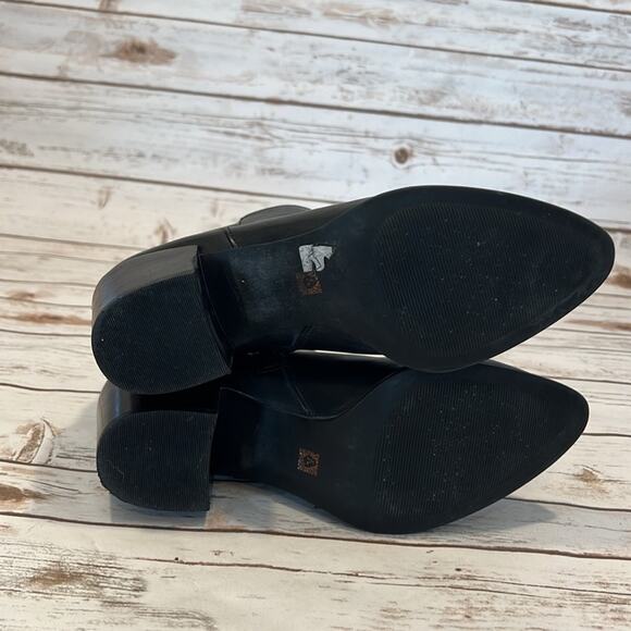 Anne Klein Black Leather Heeled Boots - Picture 10 of 12